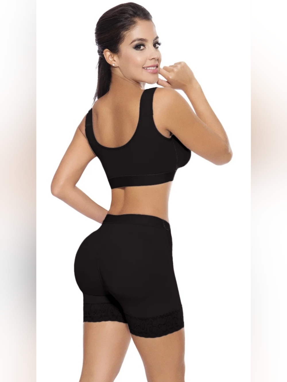 Sarali Mid-Thigh Double Butt Lifter Panty - Black - Size Medium